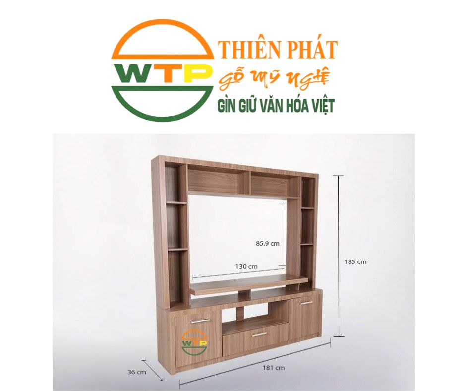 vách trang trí kết hợp kệ tivi VN03